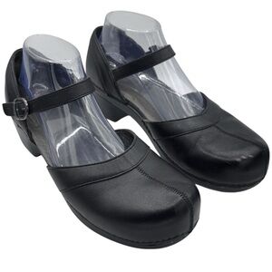 Dansko Black Leather Women's Maryjane Mules - US Size 11.5-12